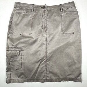 VINTAGE‎ Carlo Colucci Y2K Cargo Metallic Brown Skirt Womens 40 90s Stretch EUC